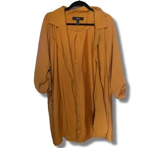 Oversized mustard long lightweight draped trench coat